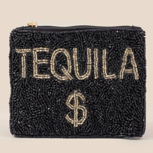 Tequila Print Beaded Coin Purse