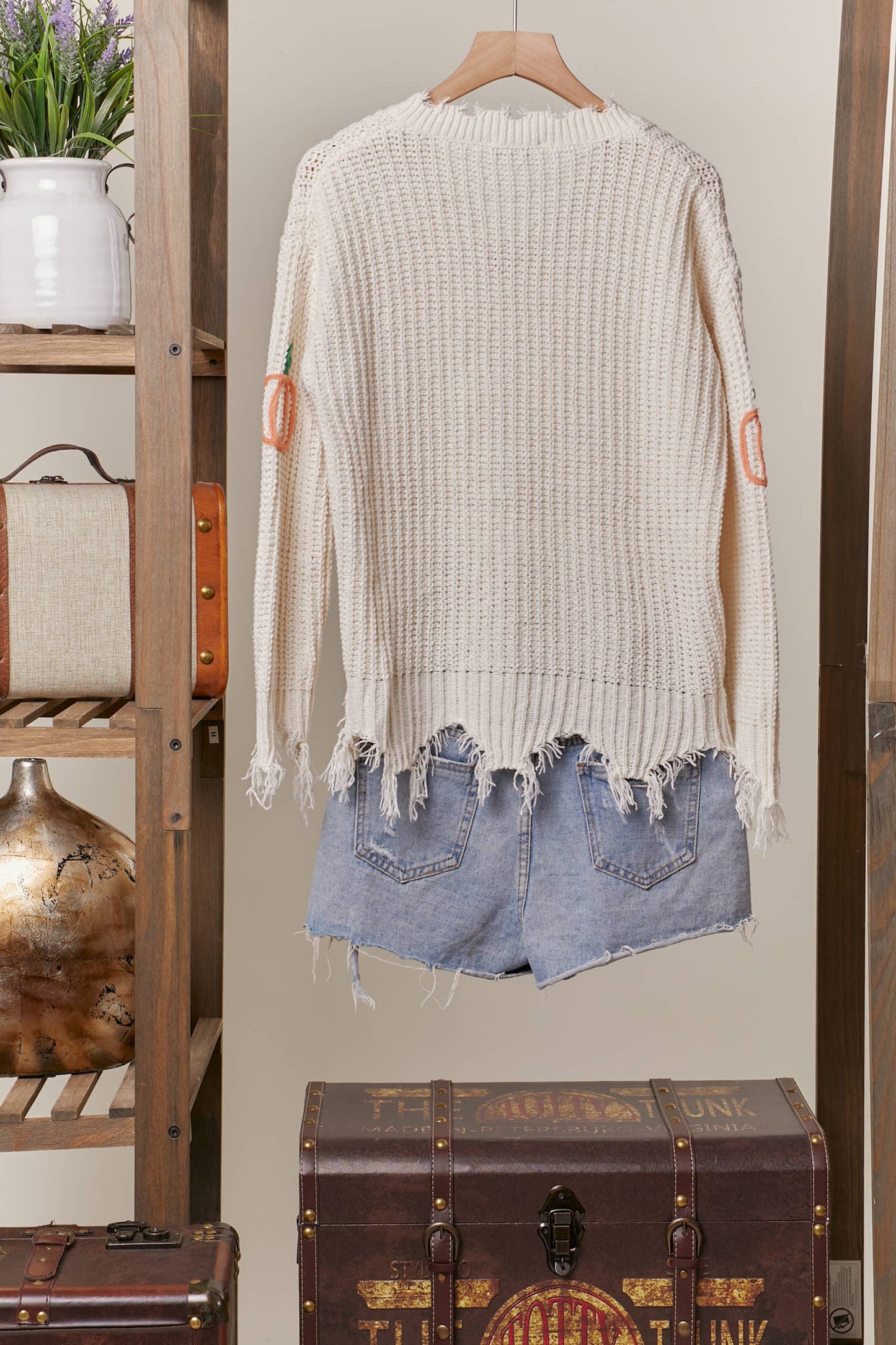 Distressed Pumpkin Patch Sweater