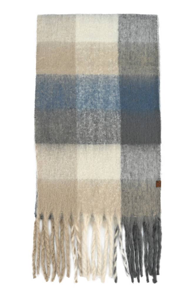 C.C Color Block Plaid Checkered Scarf