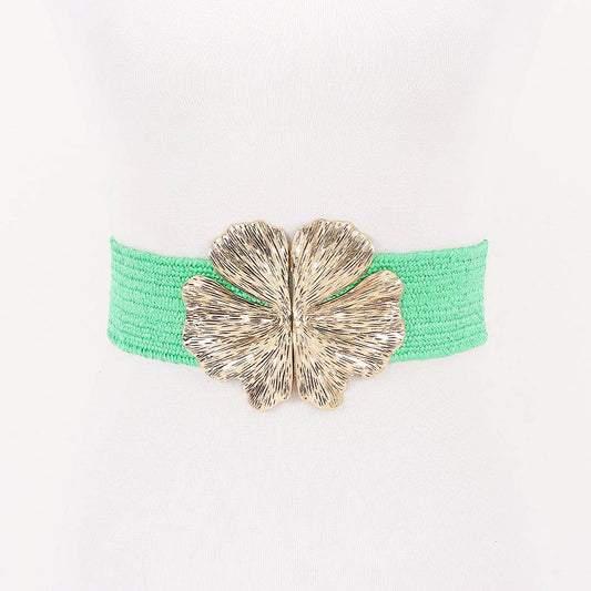 Metal Buckles Stretch Straw Belt