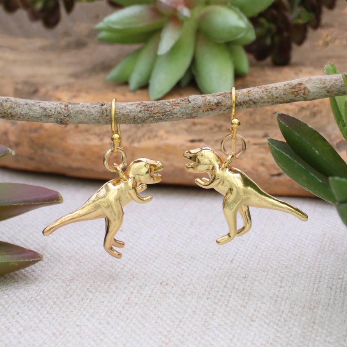 Gold T-Rex Earrings