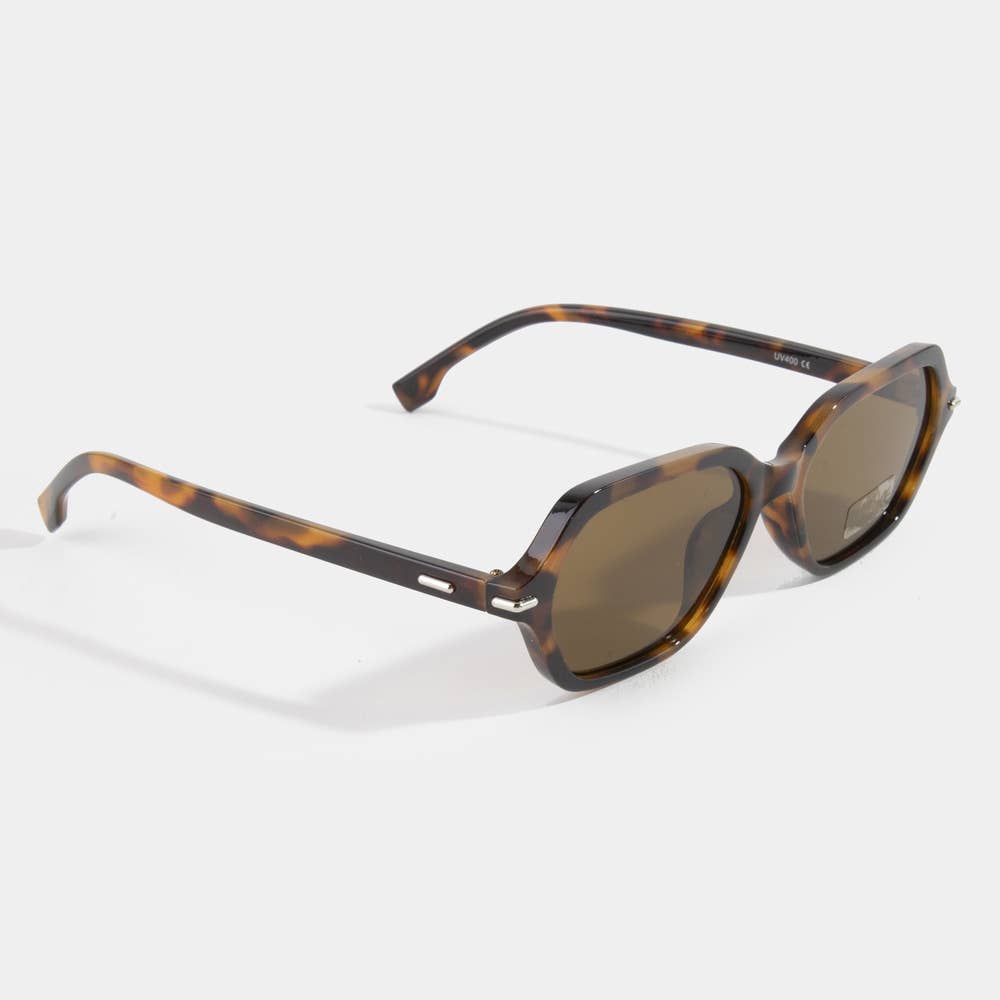 Faceted Hexagon Frame Sunglasses