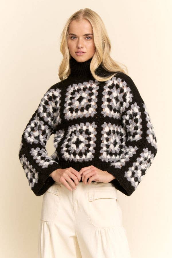 Granny Square Turtleneck Sweater