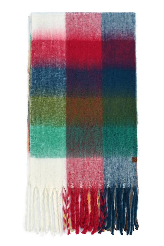 C.C Color Block Plaid Checkered Scarf