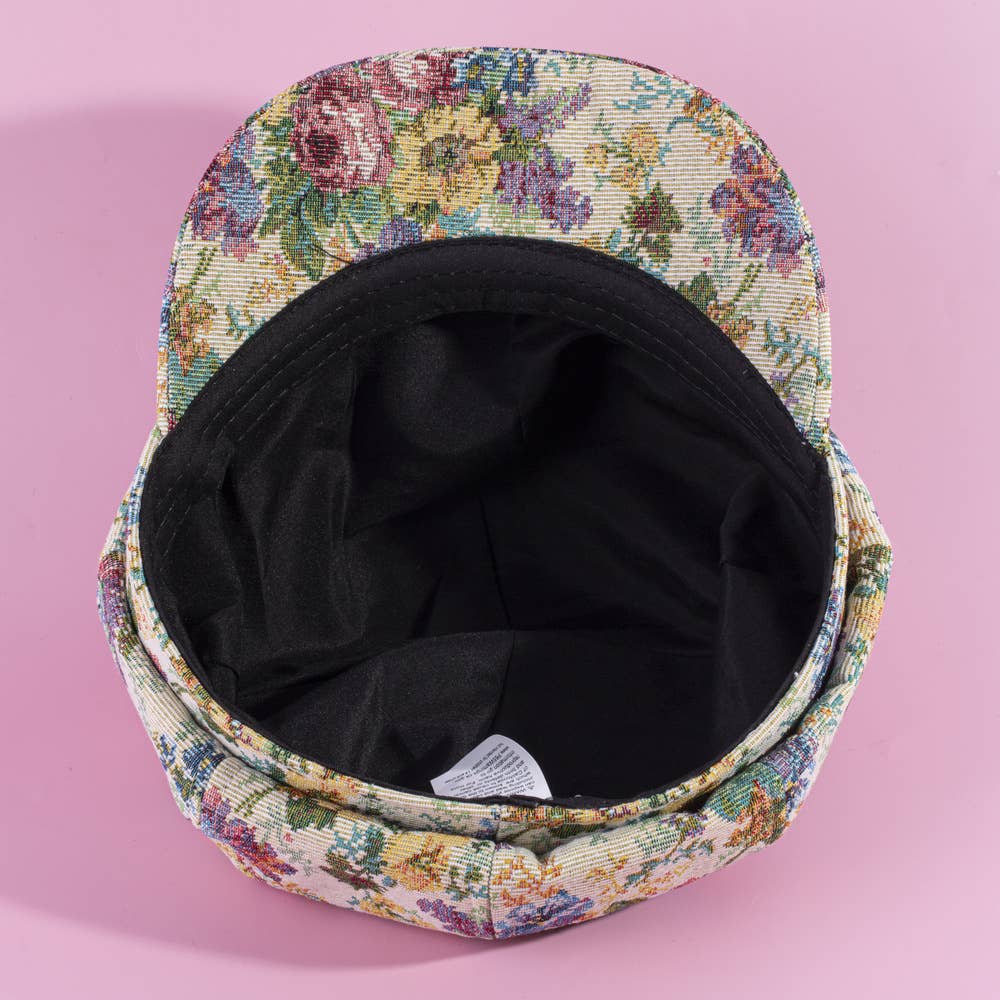 Multicolor Floral Tapestry Caby Newsboy Hat