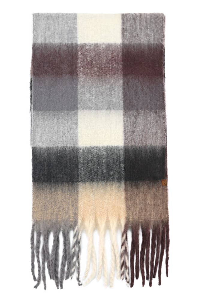 C.C Color Block Plaid Checkered Scarf