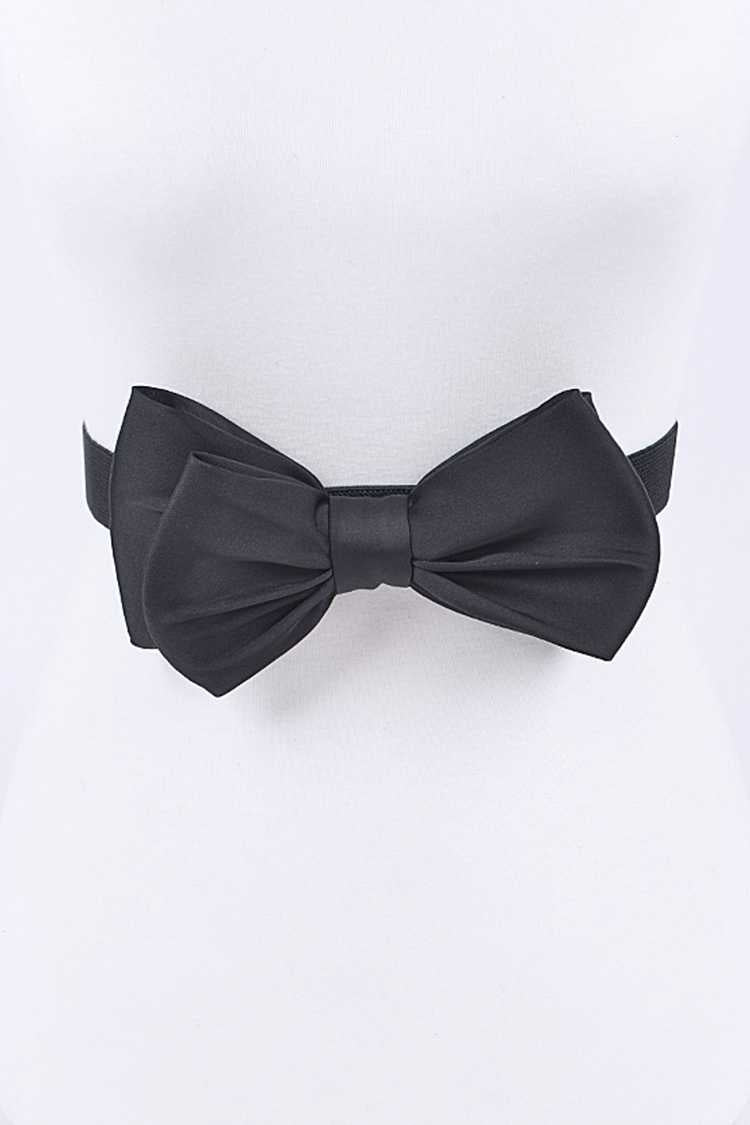 Black Satin Bow Belt