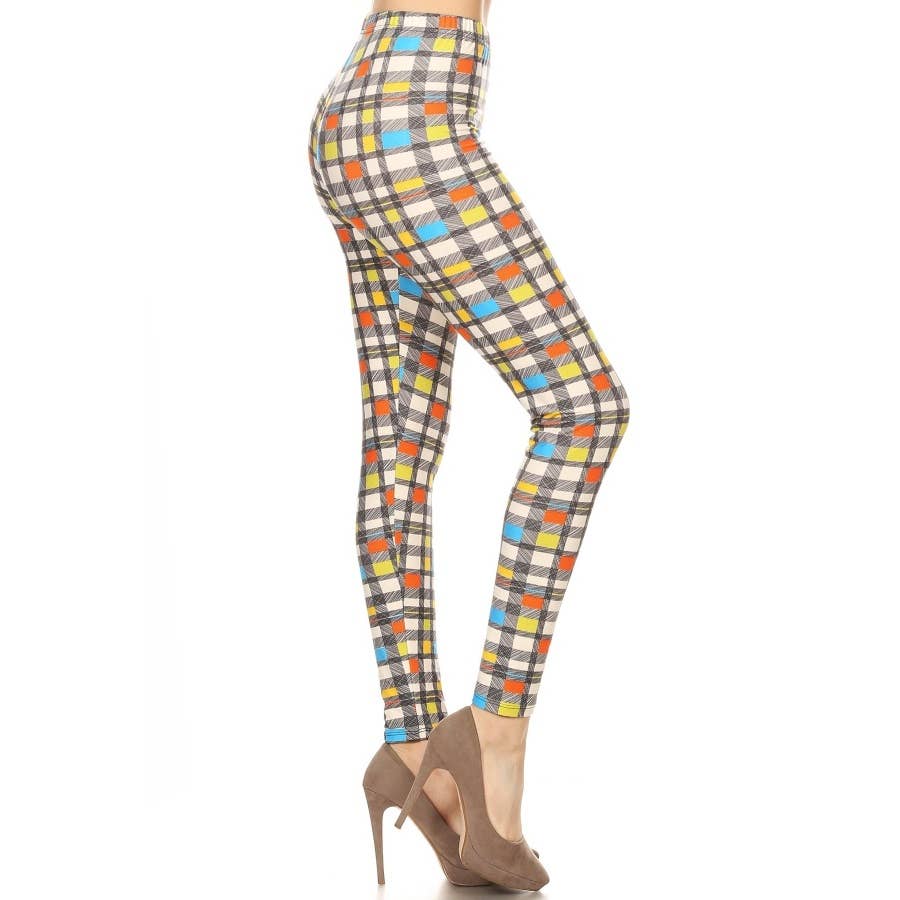 Retro Plaid Print Leggings