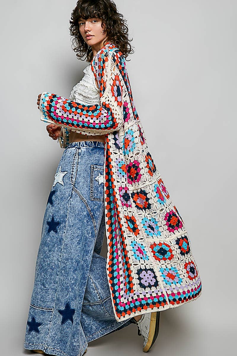 Long Granny Square Cardigan