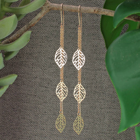Luxurious Leaves Chain Earrings