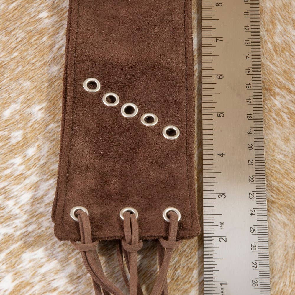 Vegan Leather Grommet Lace Up Fringe Waist Belt