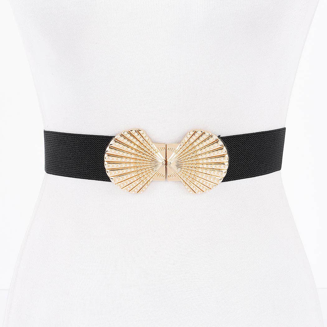 Double Metal Shell Buckle Stretch Belt