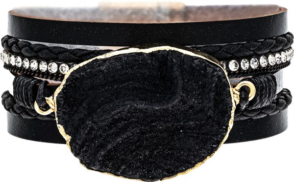 Big Black Druzy Stone Magnetic Bracelet