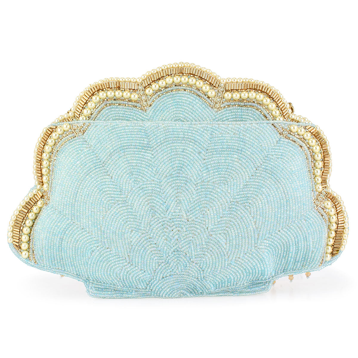 Seaside Luxury Pearl and Beaded Shell Crossbody Handbag