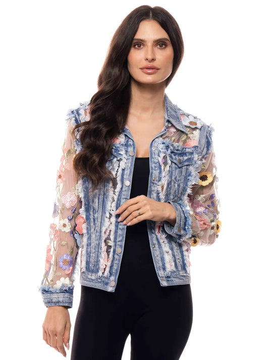 Embroidered Flower Denim Jacket