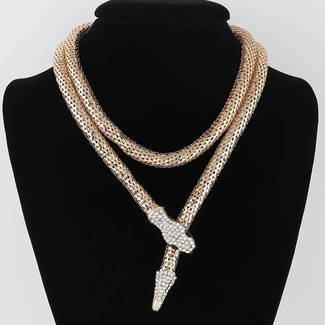 Jeweled Snake Wrap Necklace