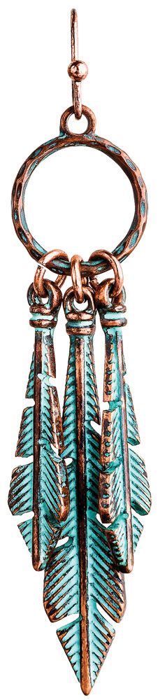 Patina Triple Feather Earring