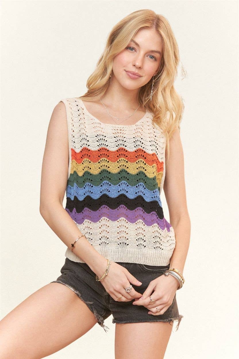 Rainbow Crochet Tank Top