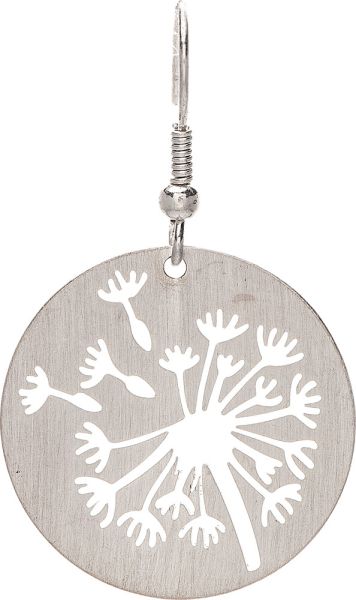 Silver Dandelion Cutout Earring