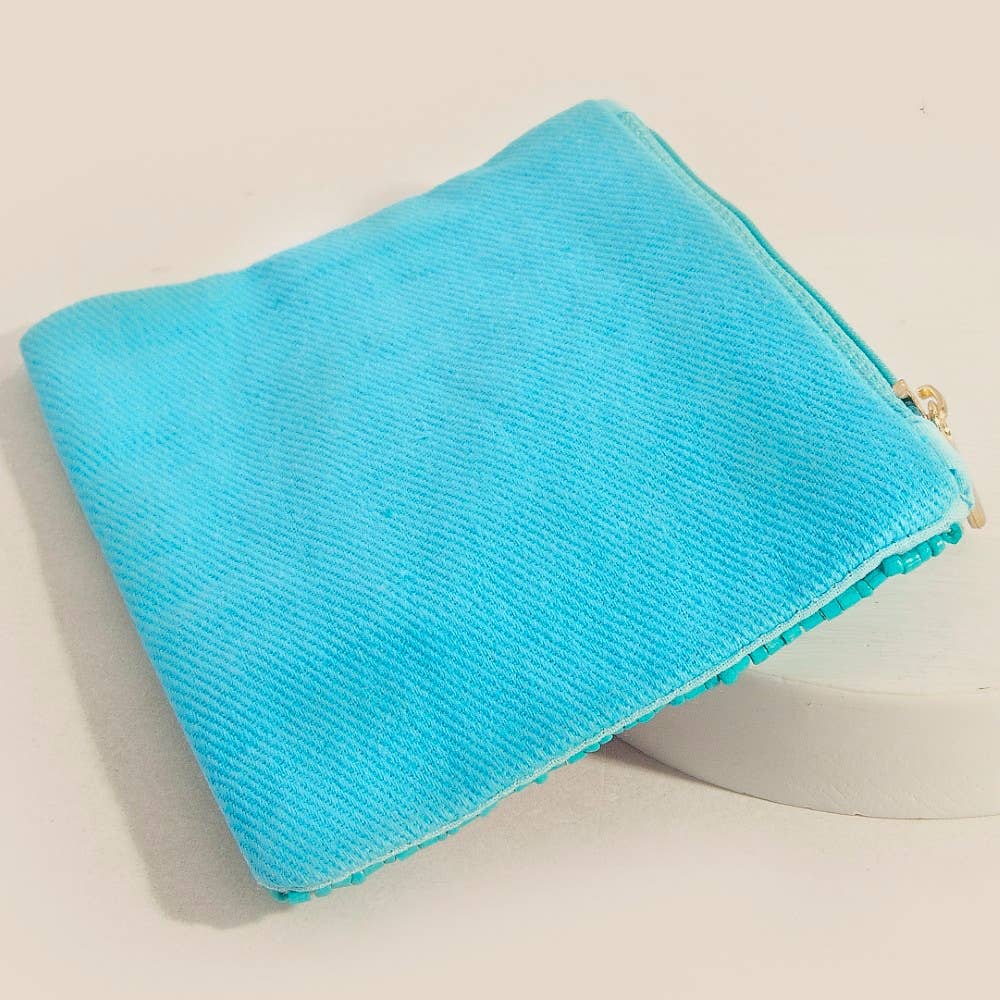 Out Of Here Airplane Seed Beaded Coin Purse