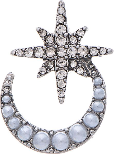 Faux Pearl Crescent Star Earring