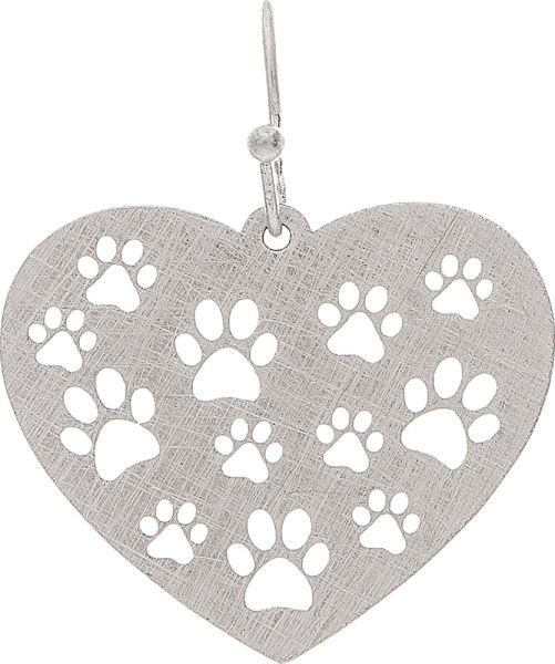 Love Paw Prints Heart Earring