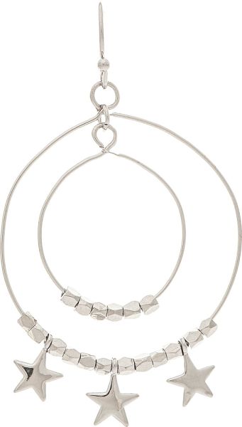 Silver Double Circle Star Drop Earring
