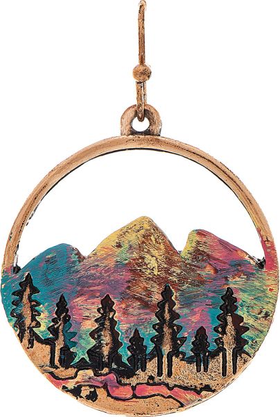 Gold Sunrise Mountain Silhouette Earring