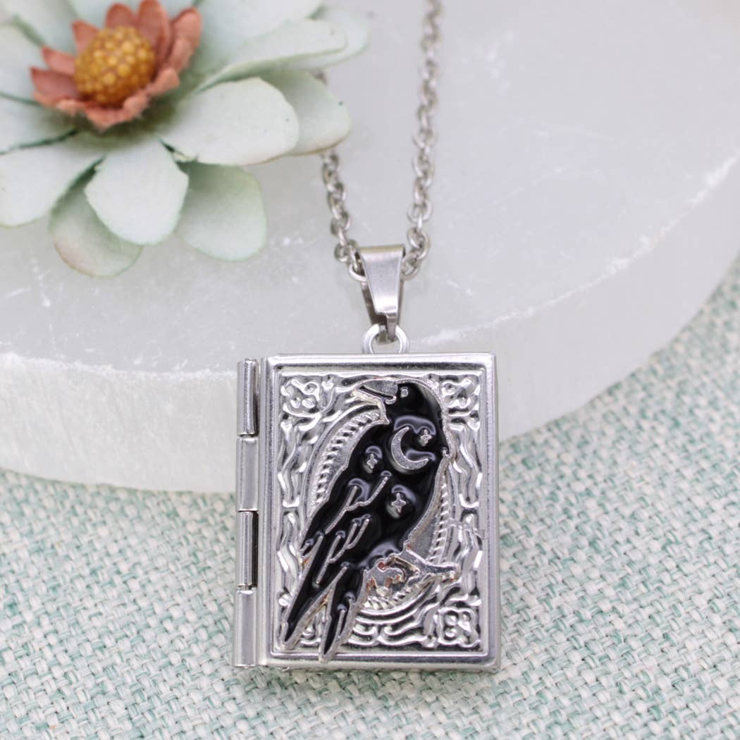 Silver Raven Book Locket