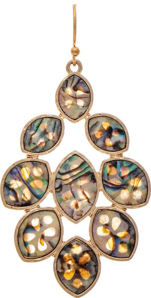 Gold Abalone Shell Nested Shapes Earring