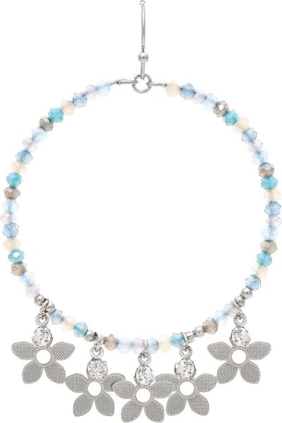 Beaded Hoop Flower Drop Earring