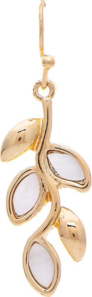 Gold White Shell Inlay Leafy Earring