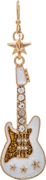 Gold White Crystal Electric Guitar Earring
