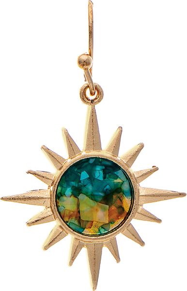 Gold Shell Inlay Sunburst Earring