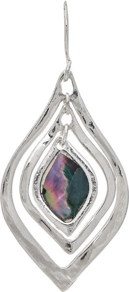 Silver Ellipse Abalone Spinner Earring