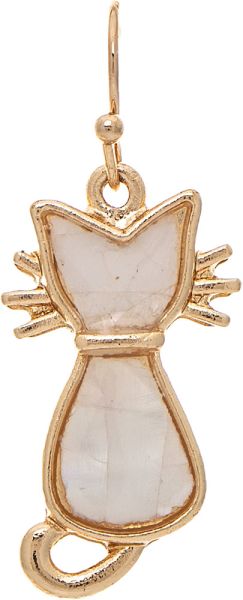 Precious Stone Sitting Kitty Earring