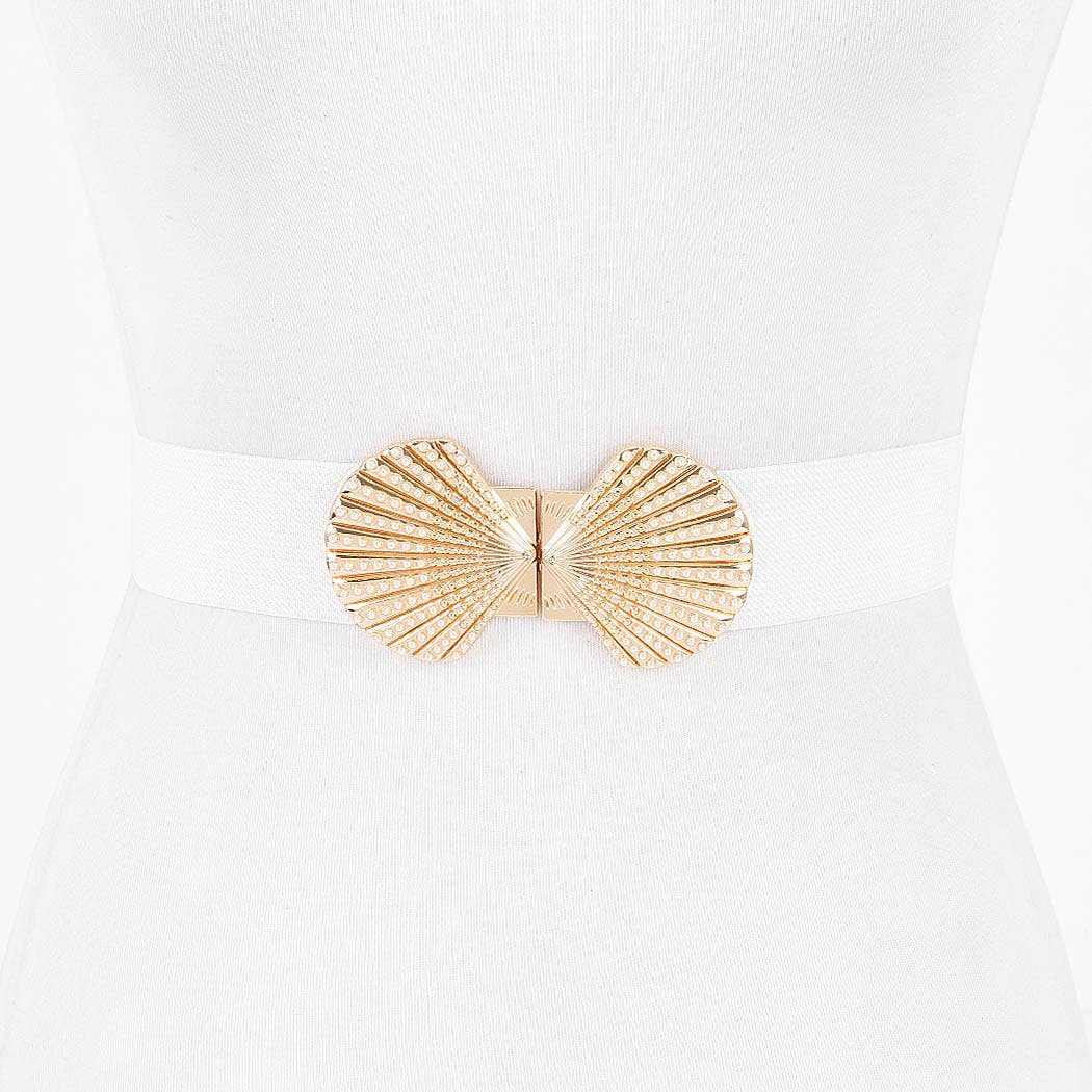 Double Metal Shell Buckle Stretch Belt