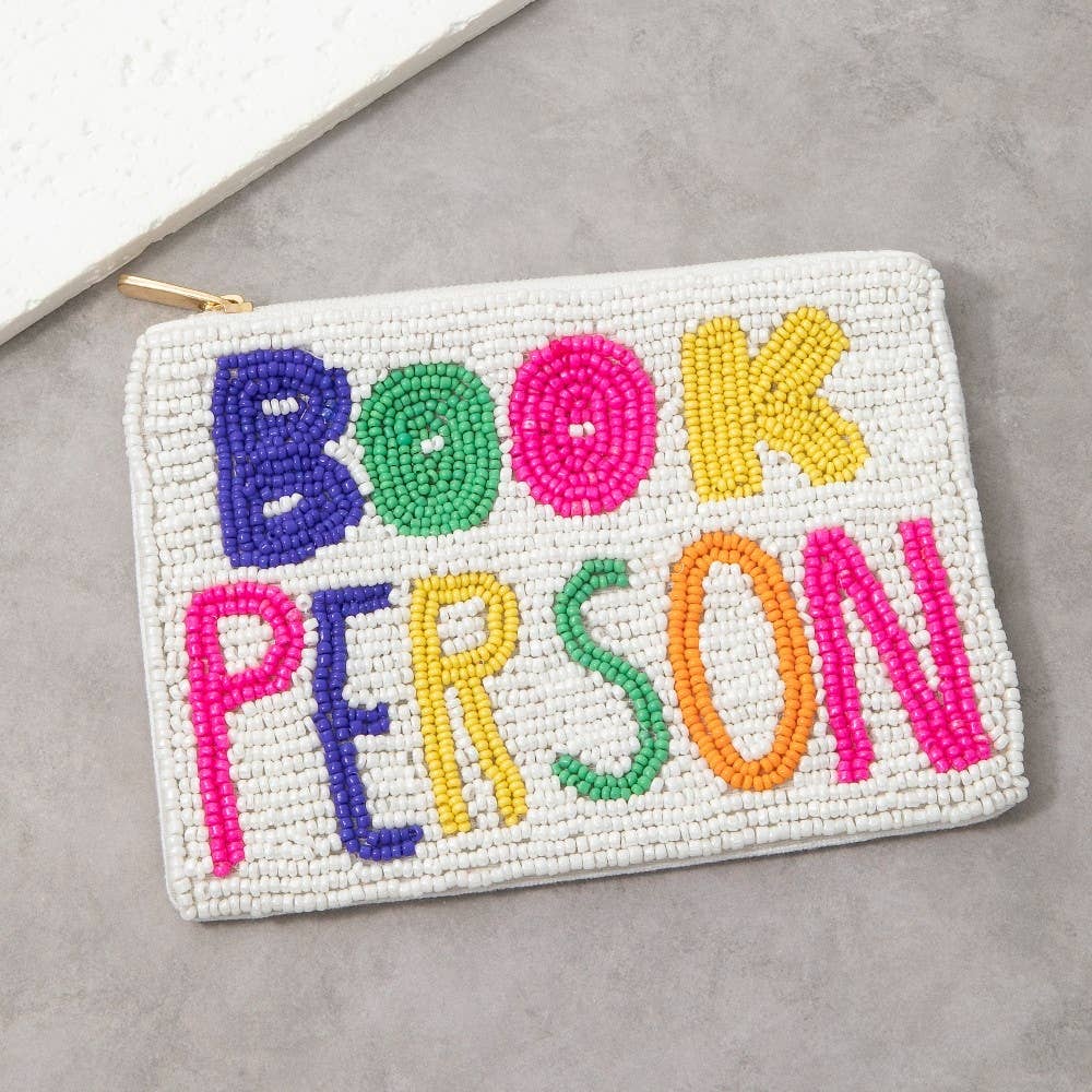 Colorful Book Person Beaded Coin Purse