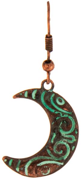 Patina Crescent Moon Earring