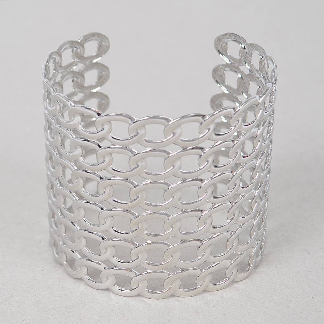 Wide Chain Metal Cuff Bracelet