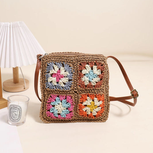 Vintage Square Crochet Crossbody Bag