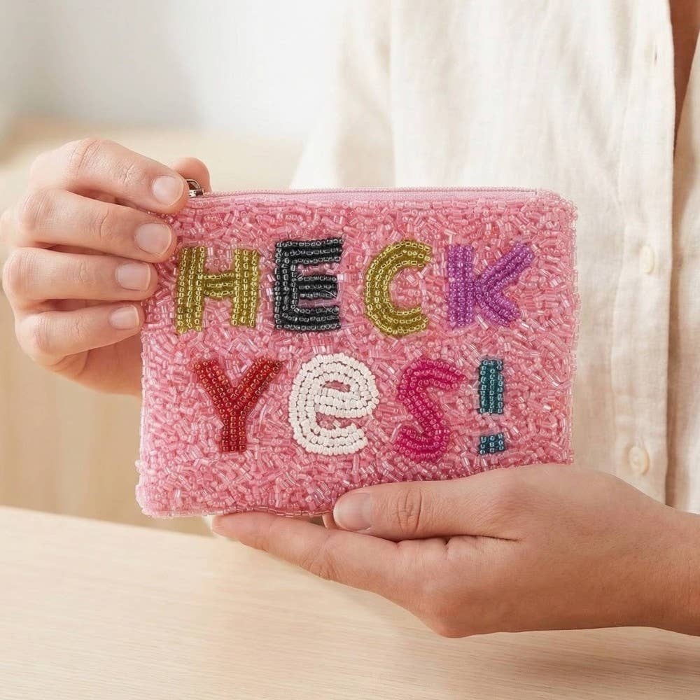 Heck Yes Seed Beaded Coin Purse