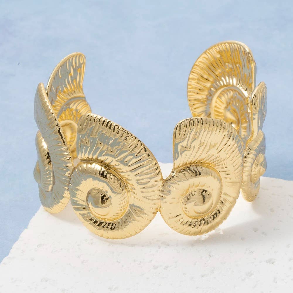 Nautilus Shell Wide Cuff Bracelet