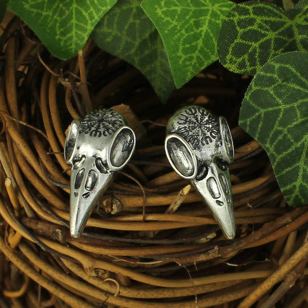 Mystical Bird Skull Post Earrings