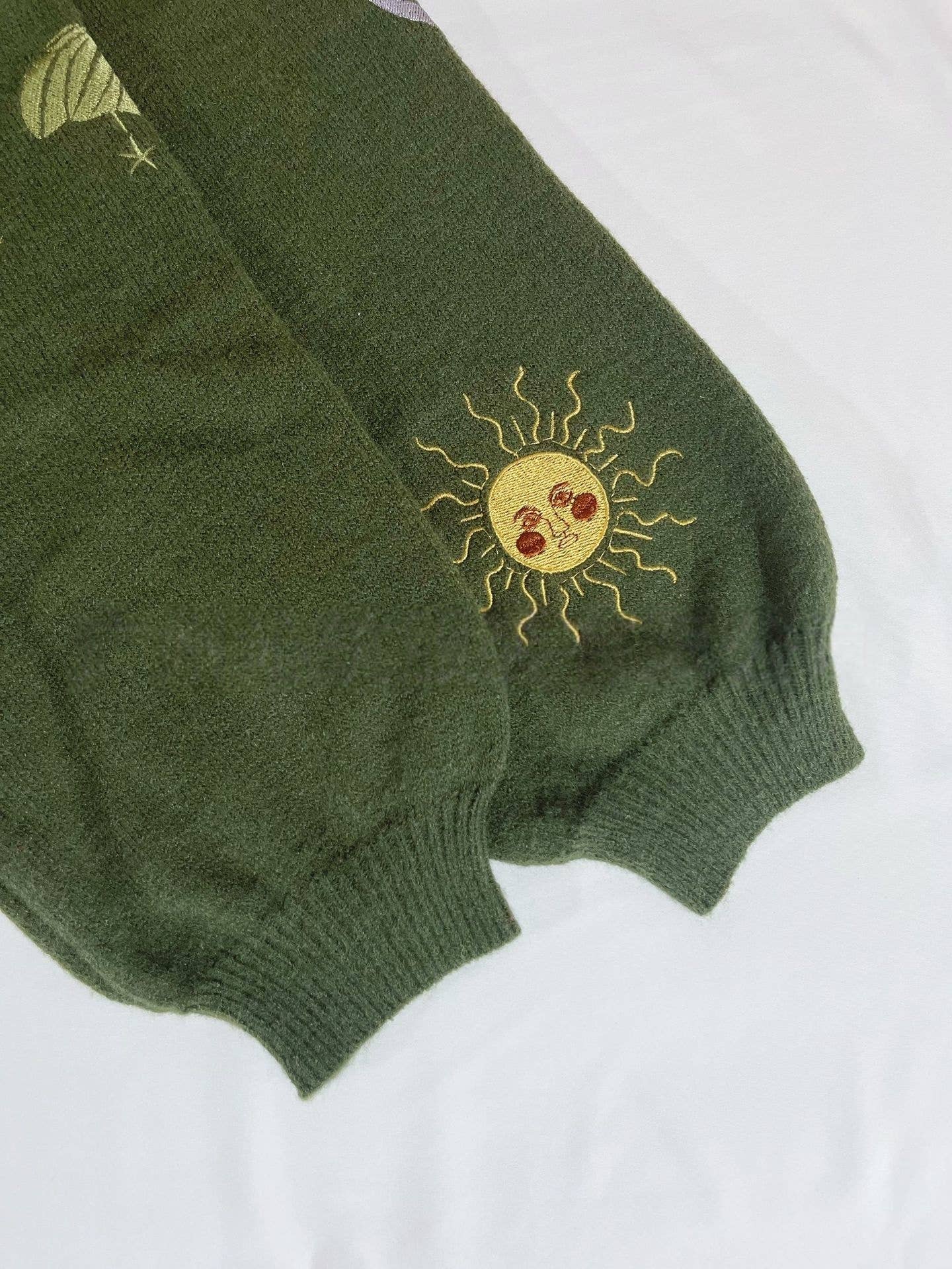 Embroidered Sun Moon Luna Moth Cardigan