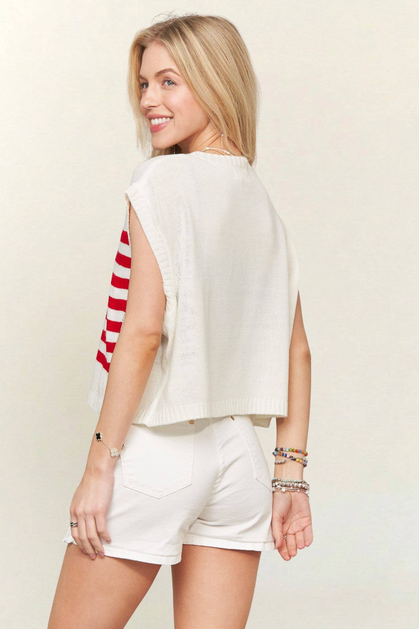 American Flag Knit Sweater Top