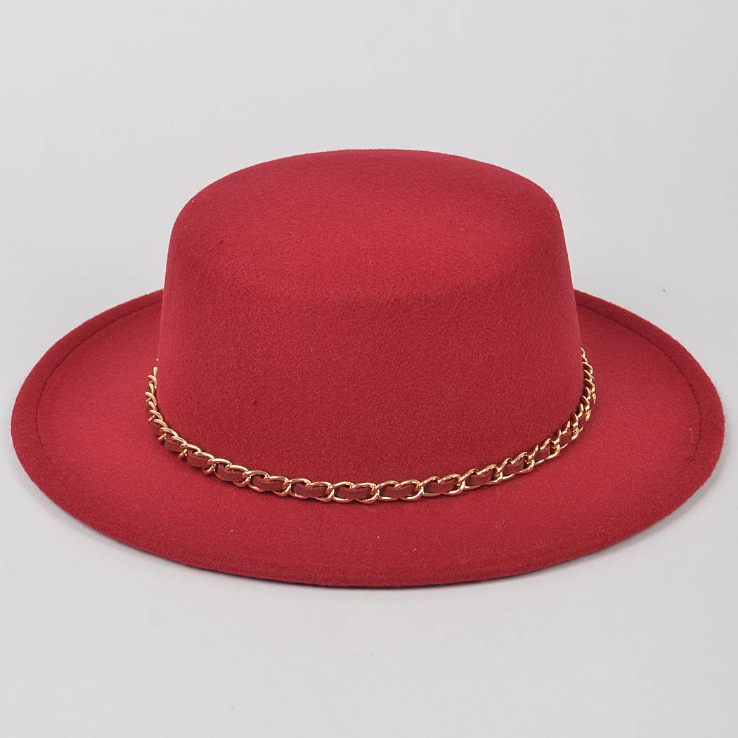 Faux Wool Hat w/ Chain