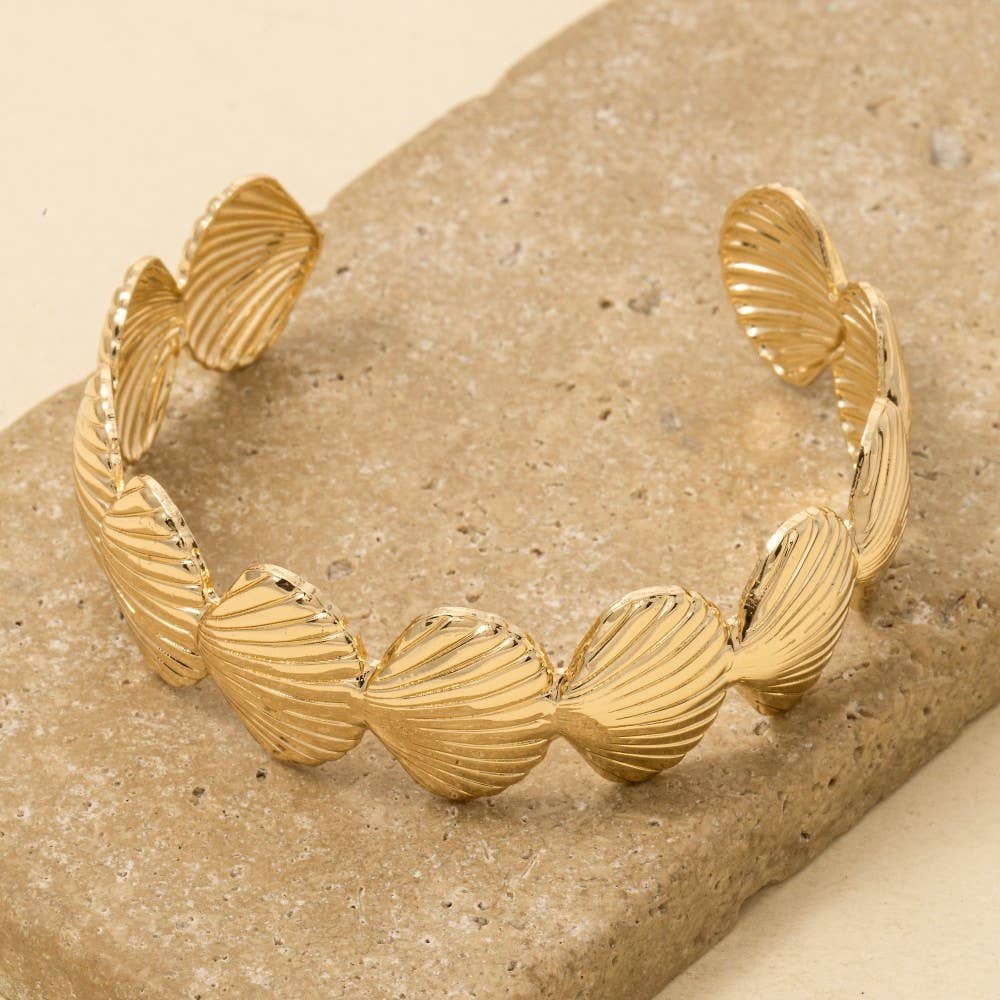 Metallic Seashell Link Cuff Bracelet