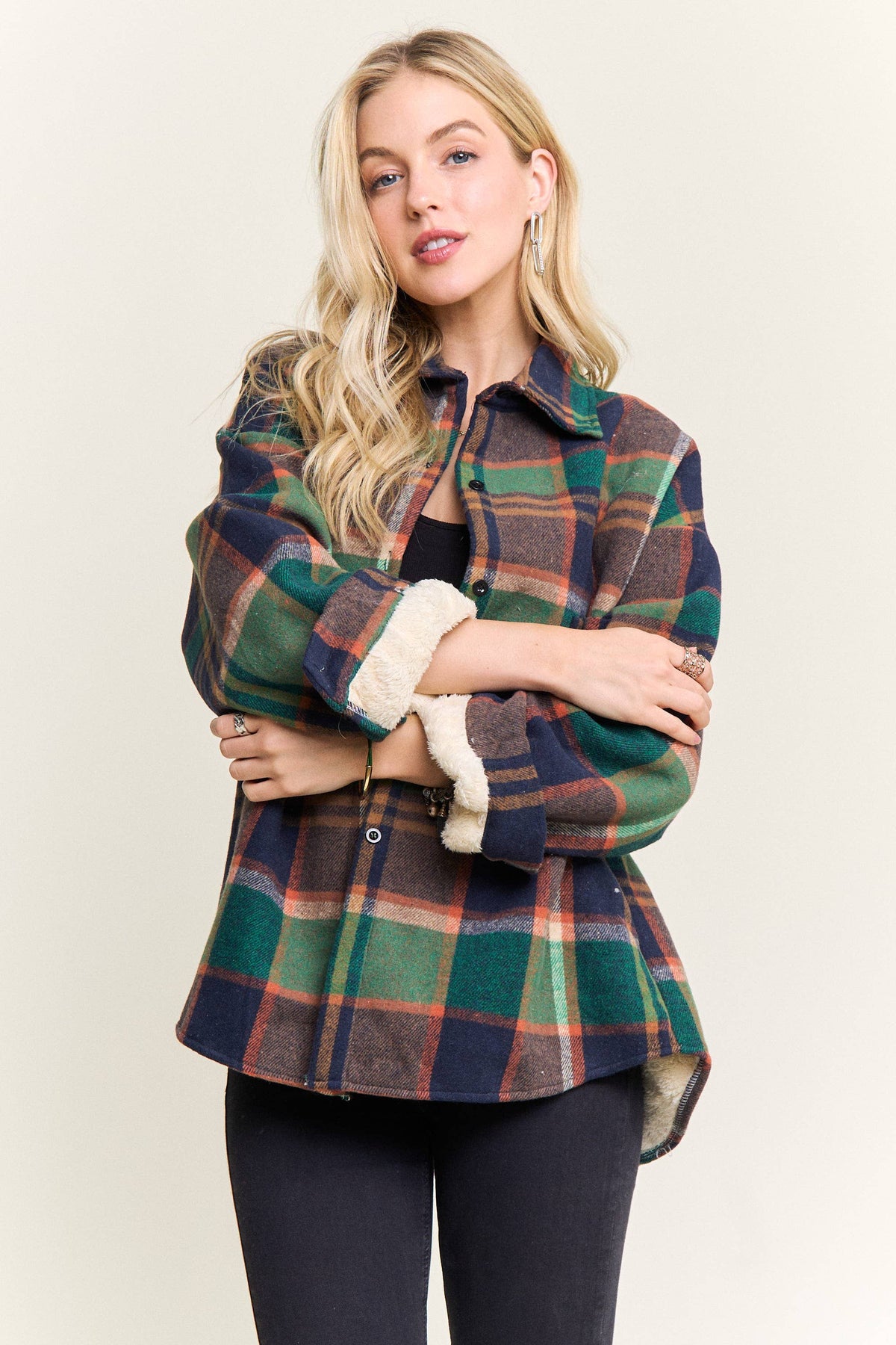 Olive Navy Sherpa Jacket