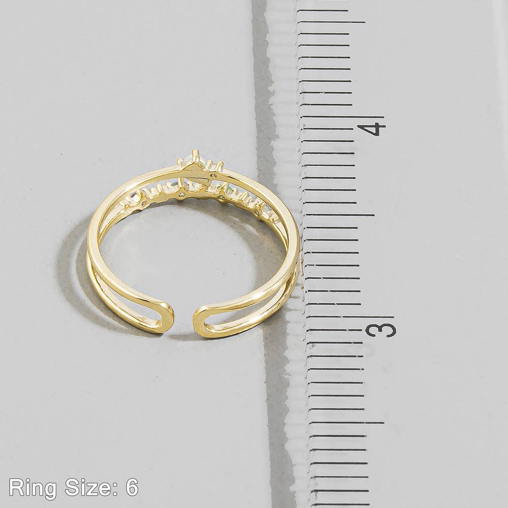 Cz Multi Color Stone Open Double Band Cuff Ring